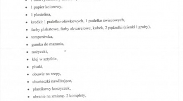 Wyprawka dla oddziału przedszkolnego