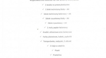 Wyprawka dla oddziału przedszkolnego