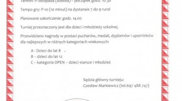 Turniej Szachowy  z okazji Święta Niepodległości