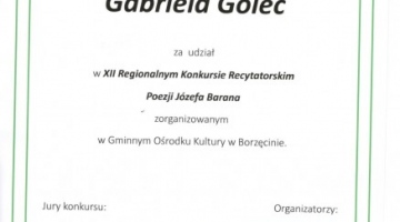 XII Regionalny Konkurs Recytatorski Poezji Józefa Barana